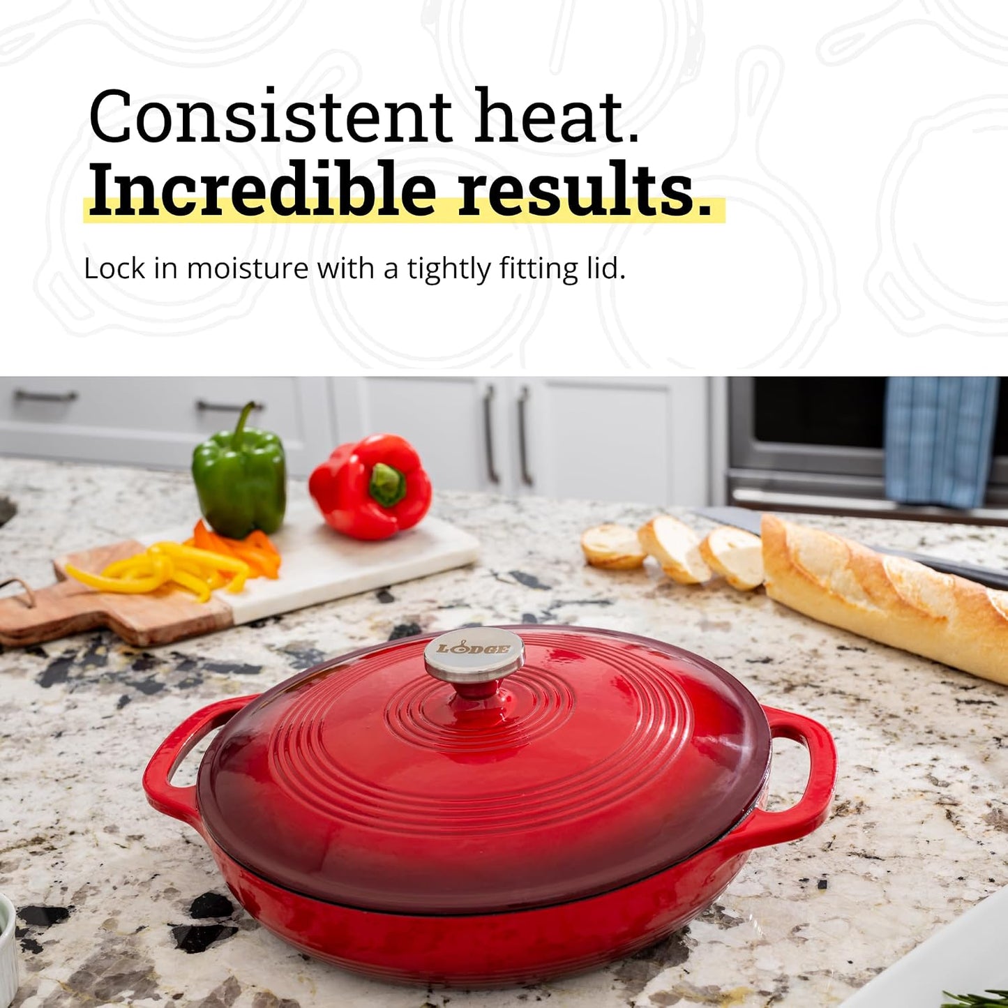 Essential Enamel Braiser 3.5 Quart - Refrigerator- & Oven-Safe up to 500° F - Heat-Retaining, Induction-Safe & Pfas-Free Enamel Cookware - Island Spice Red