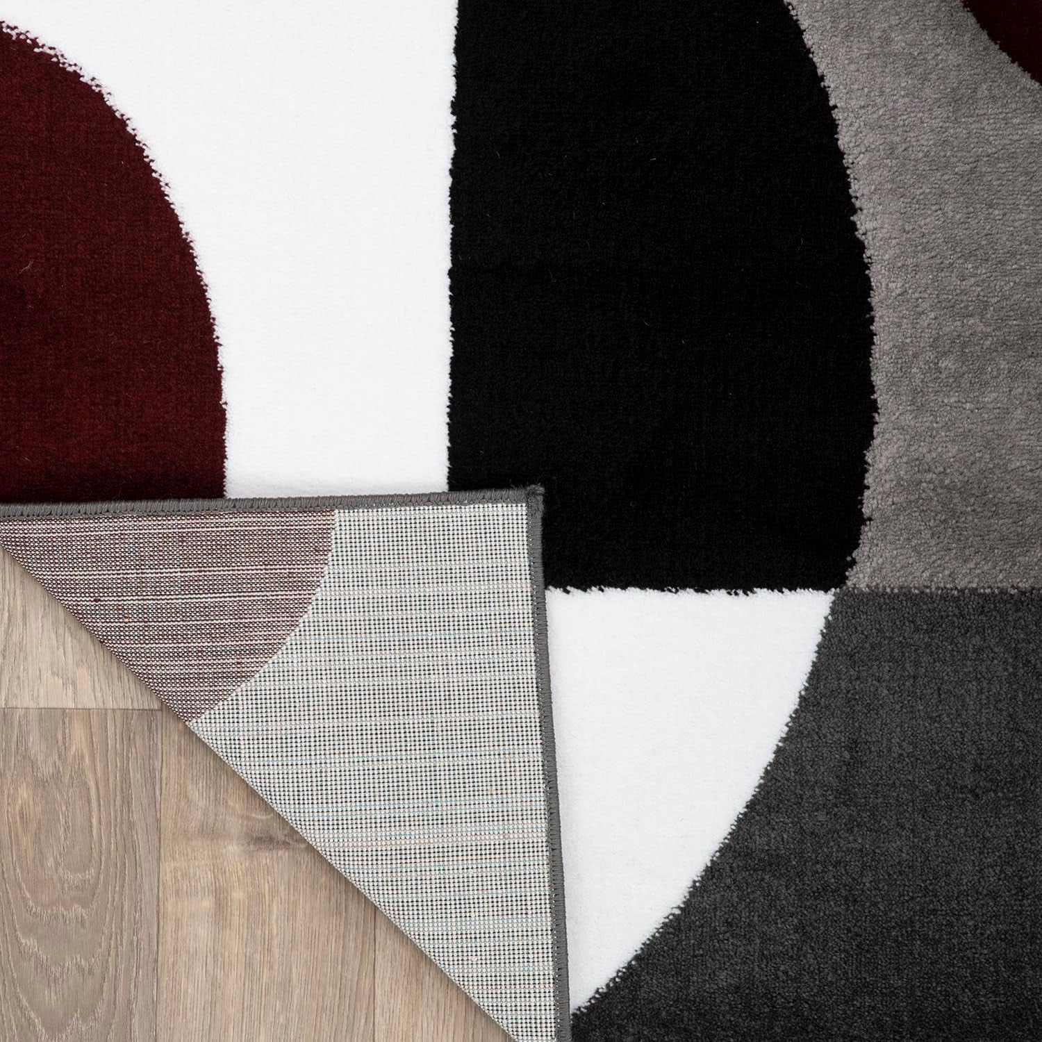 Circles Modern Soft Living Room Runner Rug Burgundy 2' X 7'2" | Rectangular, Size 2' X 7'2", Bedroom, Dining Room, Home Office, Kitchen, Entryway, Hallway, Nursery, Kids Room, Guest Room