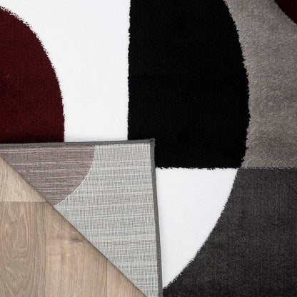 Circles Modern Soft Living Room Runner Rug Burgundy 2' X 7'2" | Rectangular, Size 2' X 7'2", Bedroom, Dining Room, Home Office, Kitchen, Entryway, Hallway, Nursery, Kids Room, Guest Room