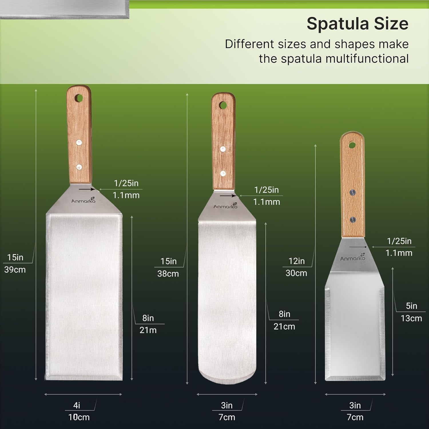 Stainless Steel Metal Spatula Set - Teppaniyaki Spatulas - Griddle Scraper Flat Spatula Pancake Flipper Hamburger Turner - Metal Utensil Great for BBQ Grill Flat Top Cast Iron Griddle Accessories