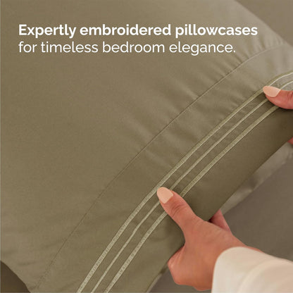 Queen Size 4 Piece Sheet Set - Comfy Breathable & Cooling Sheets - Khaki | Hotel Luxury Bed Sheets for Women & Men, Deep Pockets, Easy-Fit, Extra Soft and Wrinkle Free Sheets, Oeko-Tex Bed Sheet Set