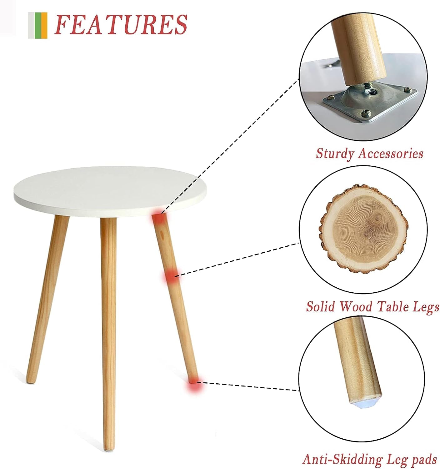 round Side Table, Small Accent Table Nightstand Modern End Table for Living Room Bedroom Office Small Spaces, 15.7''Dia X 19.69''H (White)