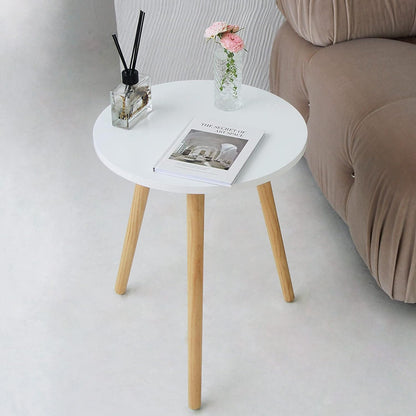 round Side Table, Small Accent Table Nightstand Modern End Table for Living Room Bedroom Office Small Spaces, 15.7''Dia X 19.69''H (White)