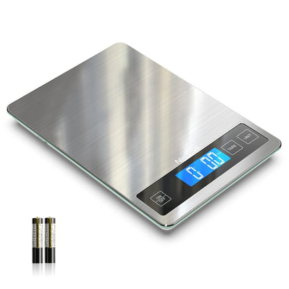 Food Scale 22Lb Digital Kitchen Scale for Cooking Baking | 1G/0.1Oz Precise Graduation, Backlit LCD, Tare Function, Weight Grams and Oz, Easy Clean Stainless Steel and Tempered Glass