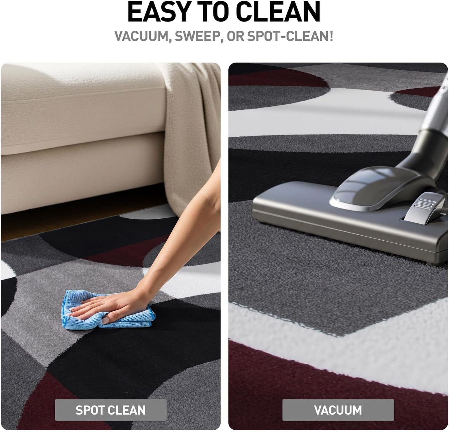 Circles Modern Soft Living Room Runner Rug Burgundy 2' X 7'2" | Rectangular, Size 2' X 7'2", Bedroom, Dining Room, Home Office, Kitchen, Entryway, Hallway, Nursery, Kids Room, Guest Room