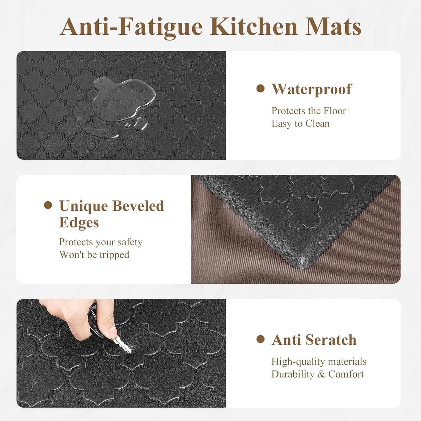 anti Fatigue Kitchen Mats for Floor 20"X60", Cushioned Standing Mat | Non Slip Waterproof Kitchen Runner Rug, Heavy Duty Padded Foam Comfort Mat Floor Carpet for Standing Desk, Laundry, Sink
