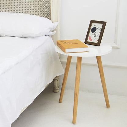 round Side Table, Small Accent Table Nightstand Modern End Table for Living Room Bedroom Office Small Spaces, 15.7''Dia X 19.69''H (White)