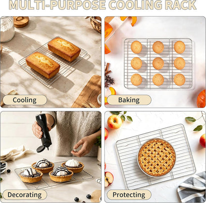 Stainless Steel Baking Sheet with Rack Set, 16"X12"X1" | 2 Pans + 2 Racks, Cookie Sheet Baking Pan Tray with Cooling Rack for Cooking, Non-Toxic & Rust Proof, Dishwasher Safe