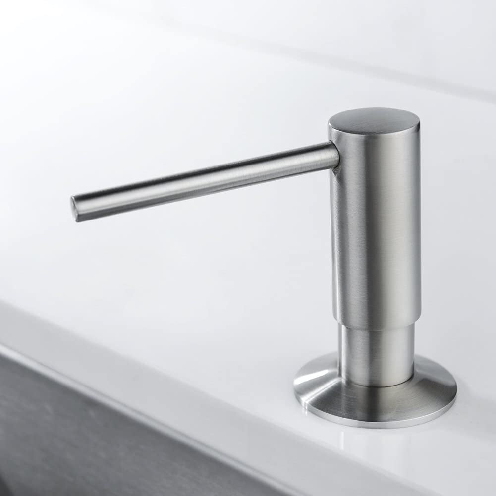 Built in Sink Soap Dispenser, Spot Resist Solid Brass Deck Mounted Kitchen Lotion or Soap Dispenser,Brushed Nickel,Kitchen Sink Soap Dispenser Refill from the Top