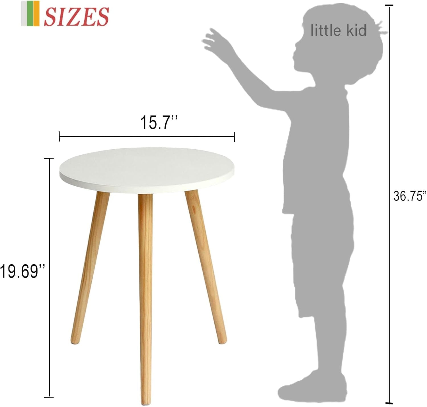 round Side Table, Small Accent Table Nightstand Modern End Table for Living Room Bedroom Office Small Spaces, 15.7''Dia X 19.69''H (White)