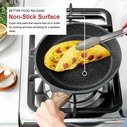 Nonstick Granite Frying Pan Skillet 9.5 Inch for Stove Top | Non Stick Omelette Fry Pans, Omelet Egg Pan, Stone Cookware Chef'S Pan, Induction Compatible, PFOA Free Gray
