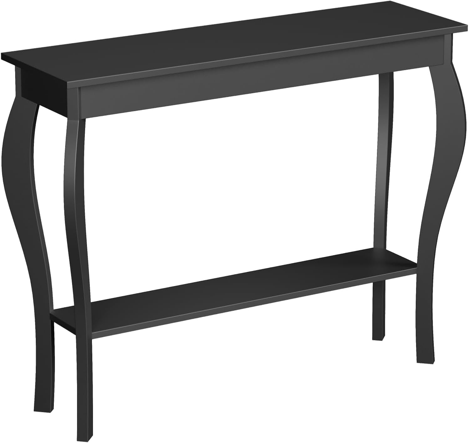 39" Narrow Entryway Table with Storage Shelf, Black | Console Table with Curved Legs, Chic Accent Sofa Table with Shelves for Entryway, Living Room, Hallway