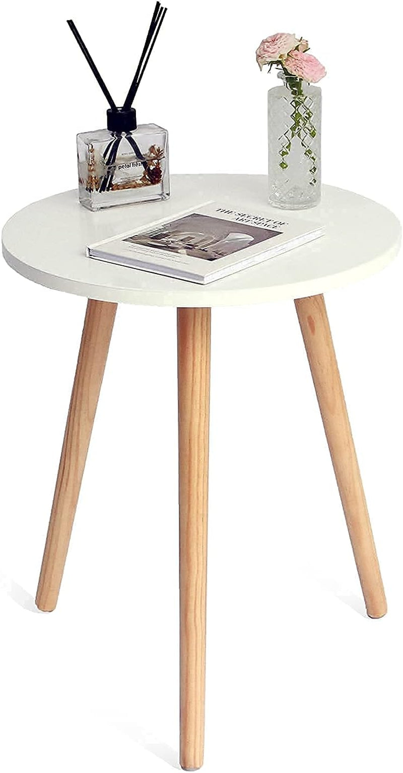 round Side Table, Small Accent Table Nightstand Modern End Table for Living Room Bedroom Office Small Spaces, 15.7''Dia X 19.69''H (White)