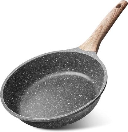 Nonstick Granite Frying Pan Skillet 9.5 Inch for Stove Top | Non Stick Omelette Fry Pans, Omelet Egg Pan, Stone Cookware Chef'S Pan, Induction Compatible, PFOA Free Gray