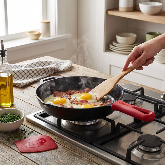 12" Cast Iron Skillet with Assist Handle & Silicone Holder